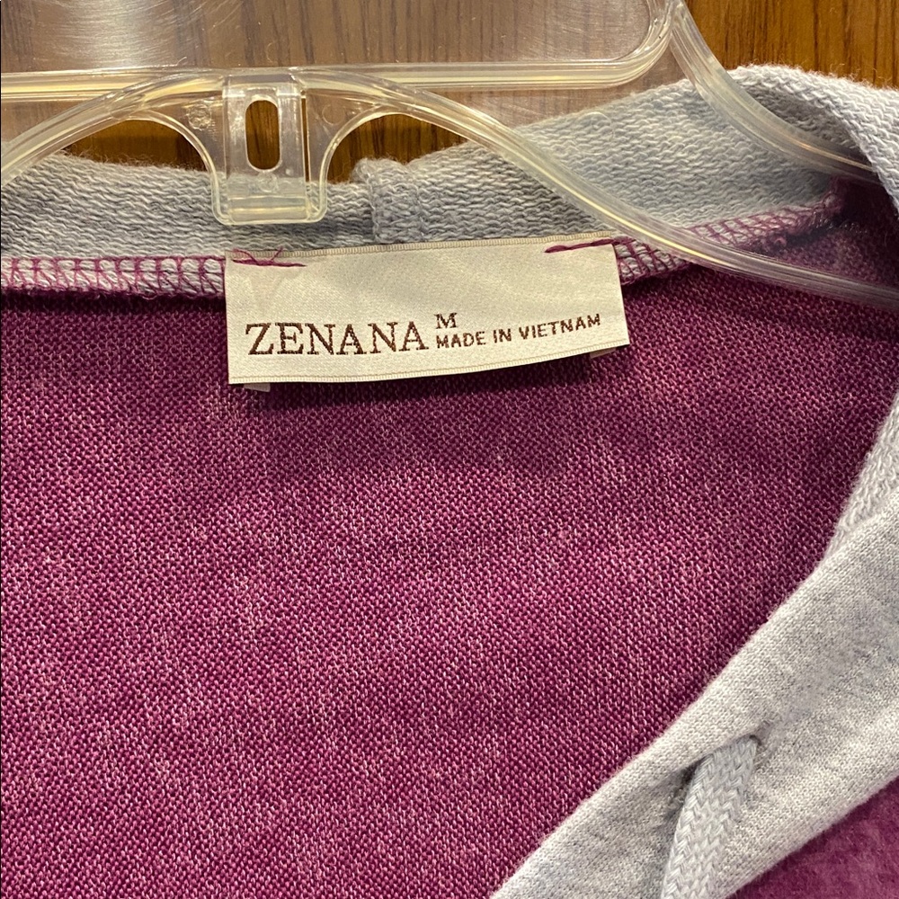Zenana Outfitters Plum button down shacket
with Light Gray Hood size medium - Picture 2 of 5